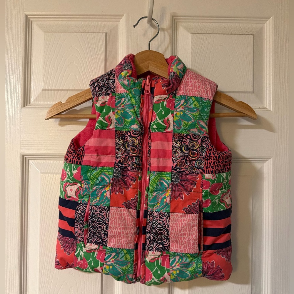 Lilly Pulitzer Girls Libbi Patchwork Reversible Puffer Vest